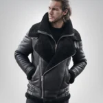 Men’s vintage black leather B3 jacket – shearling-lined bomber coat