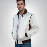 Men’s white satin quilted Ryan Gosling Drive jacket