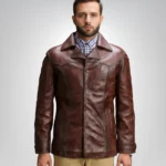 Vincent Alley brown leather jacket for men – classic motorcycle style