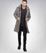 Drake Grey Wool Hooded Duffle Coat