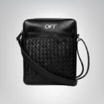 Royal black messenger bag for men – classic leather office style