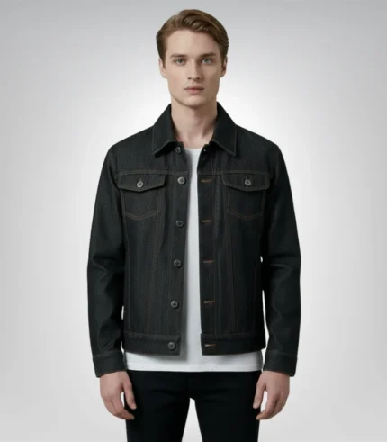 Conard Faded Black Denim Trucker Jacket