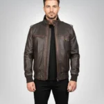 Glen Street Brown Leather Bomber Jacket