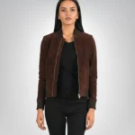 Bliss Brown Suede Bomber Jacket