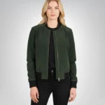 Bliss Green Suede Bomber Jacket
