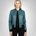 Bliss blue leather bomber jacket for men – classic motorcycle style
