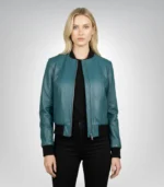 Bliss blue leather bomber jacket for men – classic motorcycle style