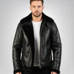 Francis B-3 black leather bomber jacket – classic aviator outerwear