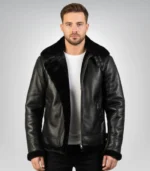 Francis B-3 black leather bomber jacket – classic aviator outerwear