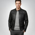 Men's black leather cafe racer jacket – timeless biker style