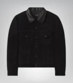 Classic suede trucker jacket for men with rugged finish