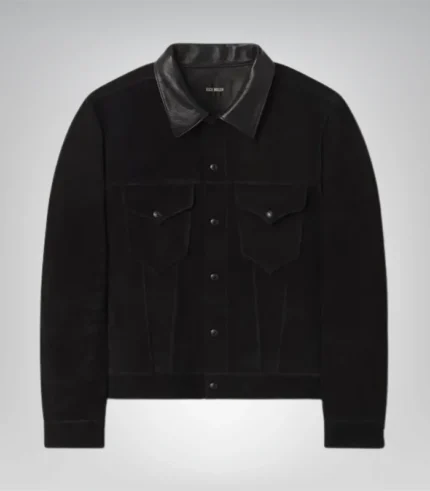 Classic suede trucker jacket for men with rugged finish