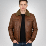 Mens Air Force Shearling Brown Leather Jacket