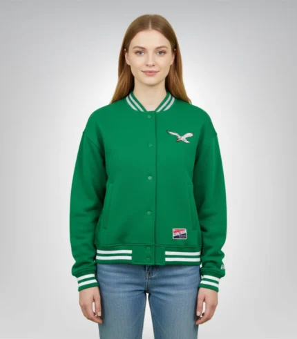 New Era Kelly Green Philadelphia Eagles throwback fleece jacket