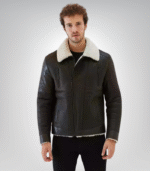 Men’s sheepskin bomber leather jacket – classic aviator style