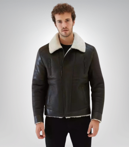 Men’s sheepskin bomber leather jacket – classic aviator style