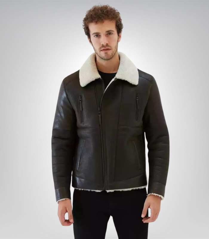 Men’s Sheepskin Bomber Leather Jacket Men’s sheepskin bomber leather jacket – classic aviator style