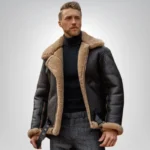 Mens B3 Aviator Brown Sheepskin Leather Jacket