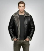 Men's RAF aviator shearling leather pilot jacket – classic design