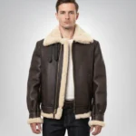 Men's brown shearling leather jacket – timeless traditional outerwear