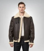 Men's brown shearling leather jacket – timeless traditional outerwear
