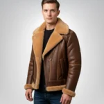 Men's B3 brown shearling aviator jacket – classic leather coat
