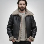 Mens Black Sheepskin Leather Jacket