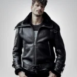 Men’s black B3 shearling flying leather jacket – vintage aviator style