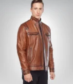 Craig McGinlay style brown leather jacket – 100% genuine leather
