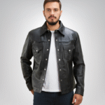 Ranchson black leather shirt – classic men’s leather top