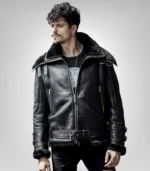 Classic B3 bomber jacket for men – black shearling aviator coat