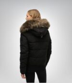 Women's hooded fully lined puffer jacket with embroidered design