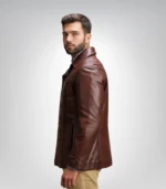 Men's genuine brown leather biker jacket by Vincent Alley