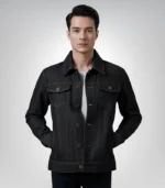 Conard Faded Black Denim Trucker Jacket