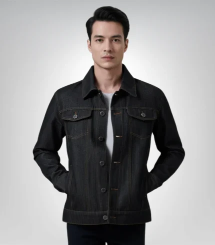 Conard Faded Black Denim Trucker Jacket