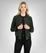 Bliss Green Suede Bomber Jacket