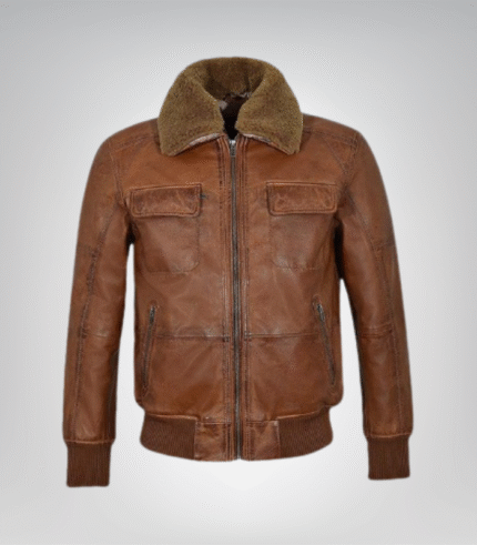 Mens Air Force Shearling Brown Leather Jacket