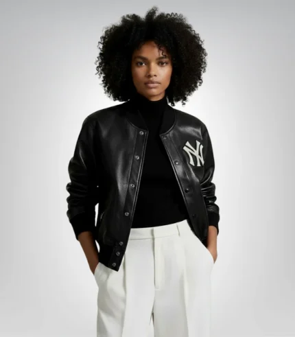 Stylish black Yankees leather jacket – Polo Ralph Lauren collection