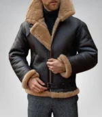 Mens B3 Aviator Brown Sheepskin Leather Jacket