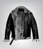 Premium RAF-style leather aviator jacket with shearling lining for men