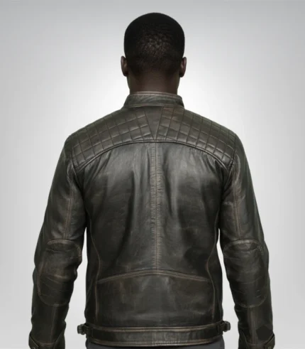 Mens Cafe Racer Retro Motorcycle Leather Jacket