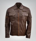 Premium men’s brown waxed leather motorcycle jacket – classic biker style