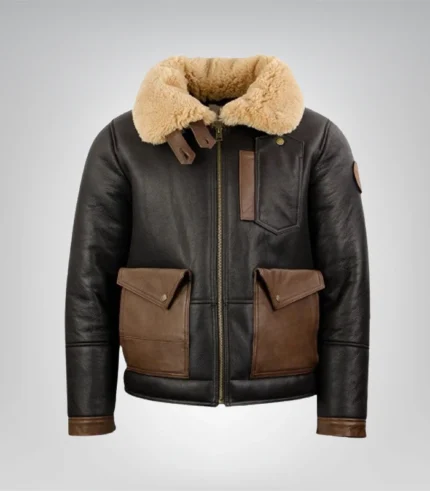 Premium men’s aviator jacket – J-20 pilot style with shearling lining