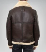 Classic men’s brown leather jacket with shearling lining