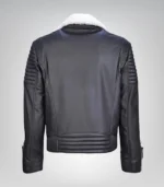 Classic men’s motorcycle jacket – black shearling leather design
