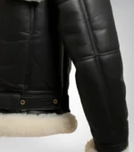 Mens Bomber Leather Aviator Shearling Jacket