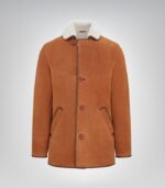 Mens Tan Sheepskin Shearling PeaCoat