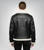 Women’s B-3 Black Sheepskin Leather Bomber Jacket – Classic Aviator Style - Image 2