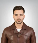 Stylish brown motorcycle jacket for men with premium finish
