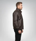 Glen Street Brown Leather Bomber Jacket